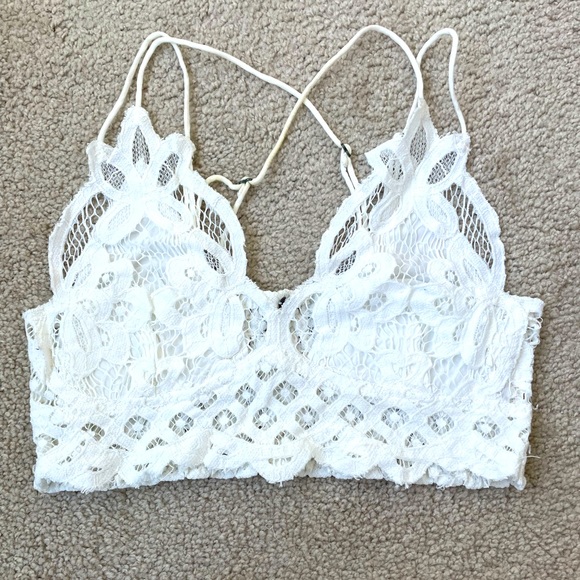 Free People Lace White Detailed Bralette with adjustable straps SIZE XS/S - Picture 1 of 3